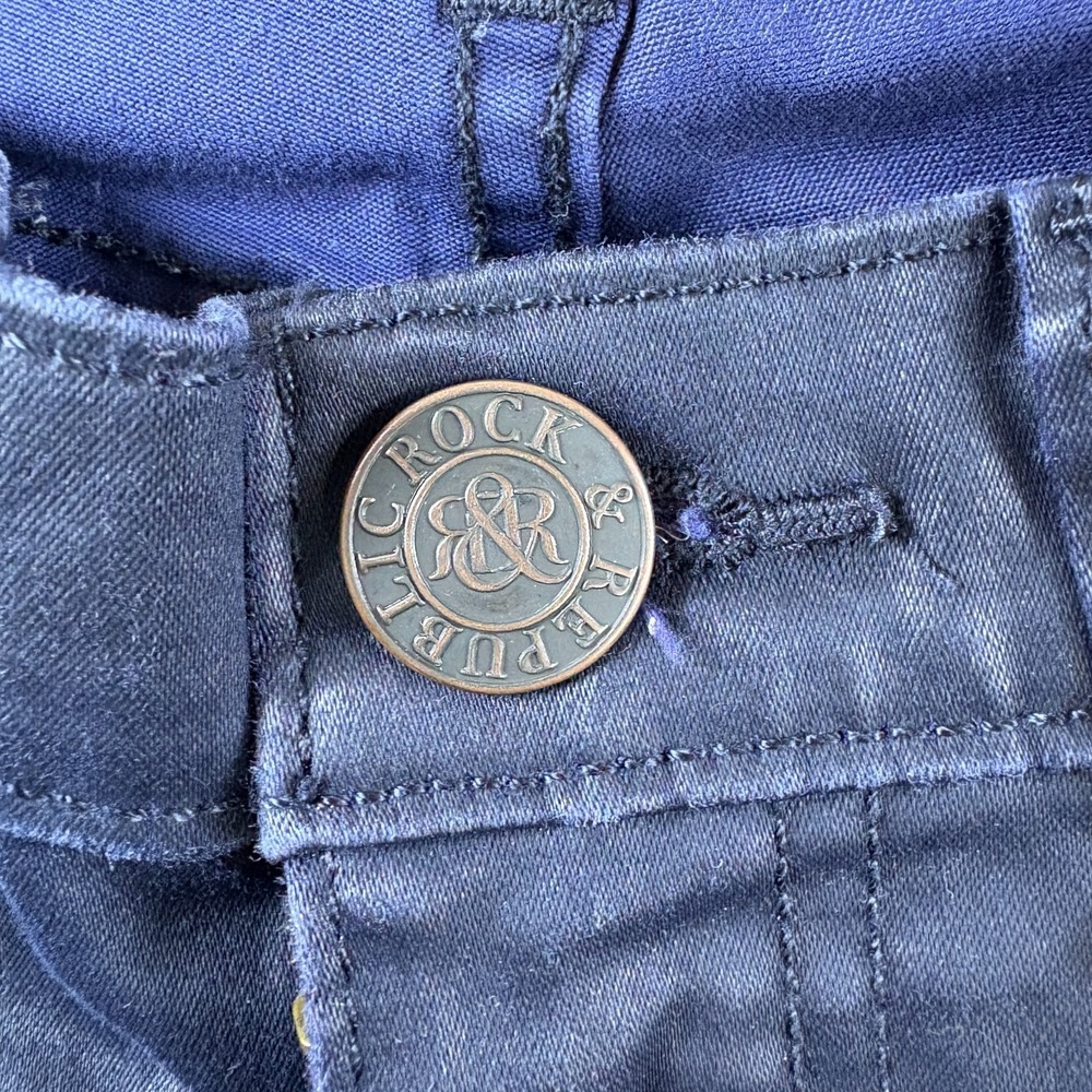 Rock & Republic Berlin Skinny Jeans Womens 28x30 Navy Denim Coated Mid Rise - Picture 8 of 14
